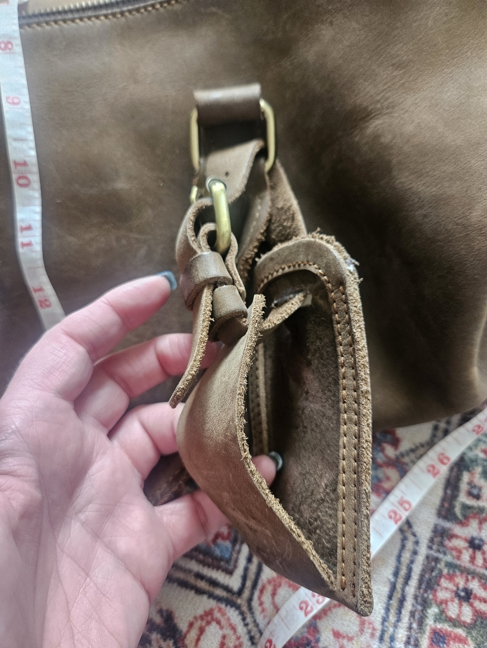 Full Grain Leather Weekend Duffle Bag -Tan Brown Overnight Cabin Bag - Picture 14 of 16